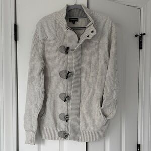 Men’s Sweater Full Zip Up Jacket-Light Grey- XL